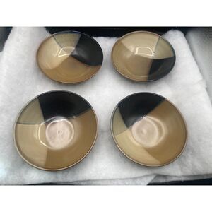 Sango gold dust black set 4 soup cereal bowls 7 3/4" excellent